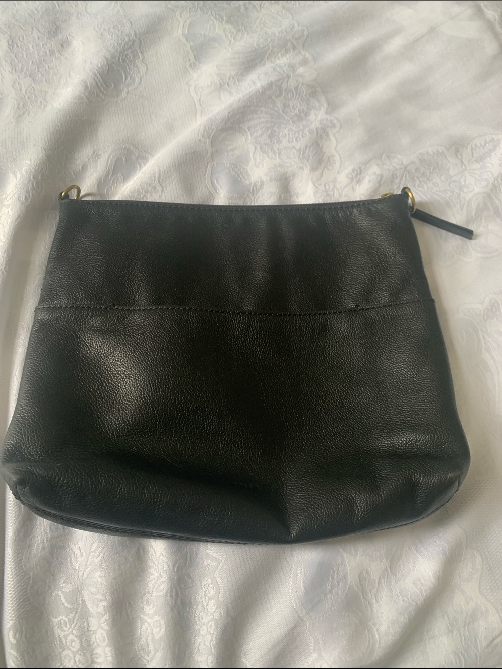 Fossil Black Pebbled Leather Crossbody Bag with Gold Hardware
